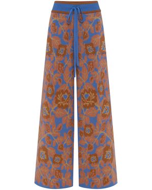 Annabo Mirage Bloom Floral Jacquard Merino Wool Pants - Multicolor