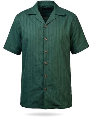 Stovaria Handwoven Hemp Camp Collar Shirt - Green