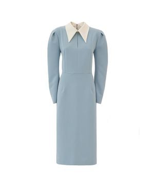 Julia Allert Long Sleeve Formal Midi Dress – Light - Blue