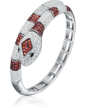 Genevive Jewelry Genevive Sterling Plated With Cubic Zirconia Serpent Bracelet - Metallic