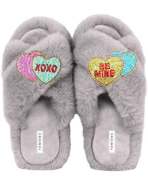 Yomisma Faux Fur Slippers - Gray