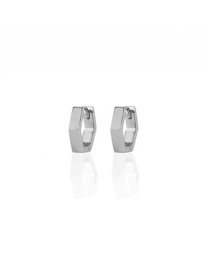 Kris Nations Hexagon Hinged Huggie Hoop Earrings - White