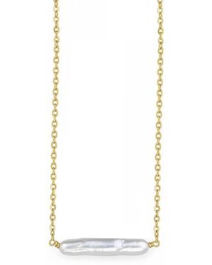 Astor & Orion Maris Pearl Bar Necklace 18K On Sterling - White