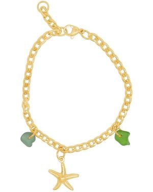 Glassy Starfish Bracelet With Sea Glass - Metallic