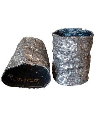 Romer Millinery Morphy Moldable Wrist Cuff Gunmetal Sequin Set Of Two - Metallic