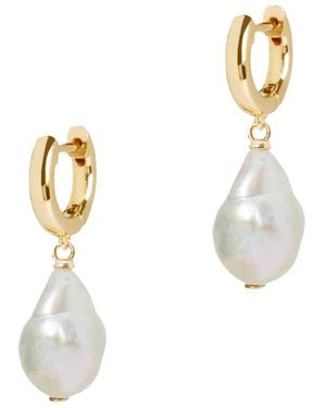 Muru Freshwater Pearl Drop Earrings - Metallic
