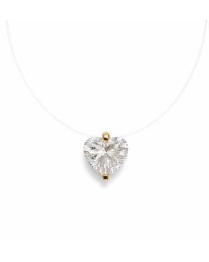 Pearl Code Lilly Heart Pendant Necklace With Cubic Zirconia - White
