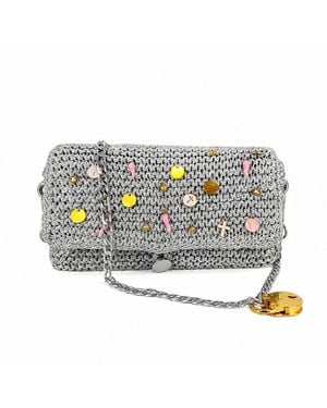 Hilo De Mar Small Handknitted Handbag With Charms - Metallic