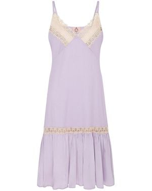 Lisa The Label Blossom Lilac Silk Satin Slip Dress With Pleat Detail On Bust - Purple