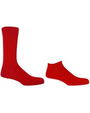 Peper Harow - Made in England Classic Luxury Crew & Trainer Socks Bundle - Red