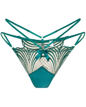 Empress Mimi Queen Of Cups Emerald Embroidered G-String - Blue