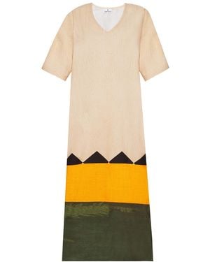 DHARA SHETH DUBAI Beyond The Horizon Long Cotton Kaftan Dress With Pockets - Yellow