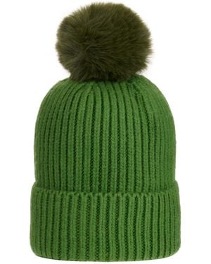 At Last Super Soft Chunky Cashmere Mix Hat With Pom Pom - Green