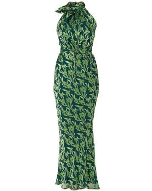 SACHA DRAKE Priscilla Halter Bias Dress - Green