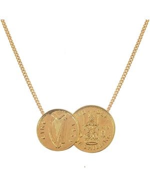 Katie Mullally Irish & Scottish Double Coin Pendant & Chain - Metallic