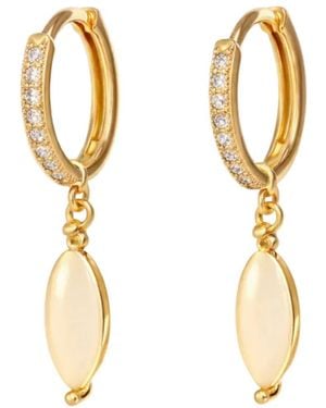 Uchi and Soto Neutrals Nekomeishi Cream Cats Eye Earrings - Metallic