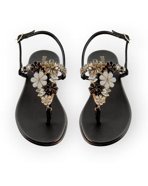 DAMAPREZIOSA Gilda Crystal Jewel Sandal - Black
