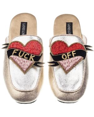 Laines London Classic Mules With Fuck Off Brooches - Metallic