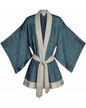 Artemis Muse One Of A Kind Recyled Sari Kimono Unique Thirty - Blue