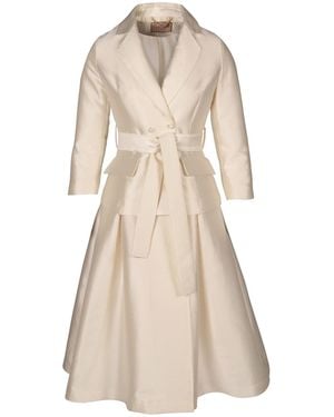 Santinni Audrey Wool & Silk Dress Coat - Natural