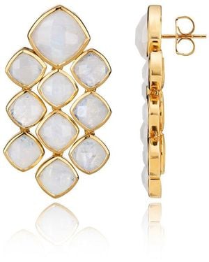 Lulu B London Moonstone Chandelier Gemstone Earrings - Metallic