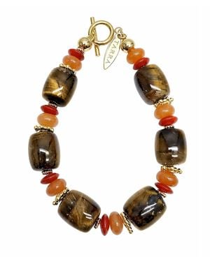 Farra Tiger-Eye Stone With Gemstone Bracelet - Brown