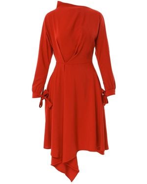 Larisa Dragna Poppy Pleated Asymmetric Dress - Red
