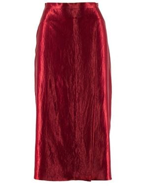 Noria Anis Allure Viscose Satin Midi Skirt - Red