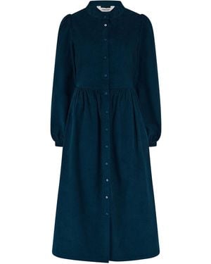 Sugarhill Reba Cord Midi Smock Dress - Blue