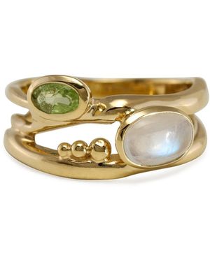Isla Silver Peridot & Moonstone Ring - Metallic