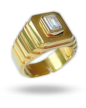 LINYA JEWELLERY Octagon Stone Signet Ring - Metallic