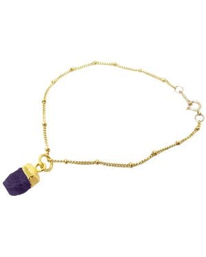 Harfi Raw Amethyst February Birthstone Plated Bracelet - Metallic