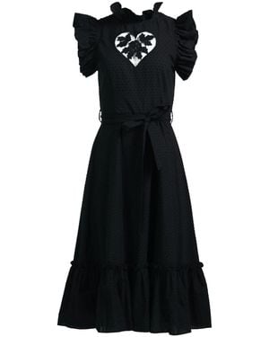 Kristinit Swiss Dot Ruffle Heart Dress - Black