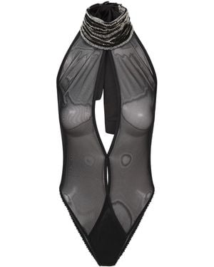 Belle -et-BonBon Edie Glitter Collar Mesh Body - Grey