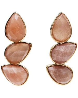 Farra Moonstone Statement Earrings - Brown