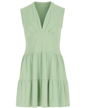Conquista Light Sleeveless V-Neck Jersey Dress – Loose Fit, Knee-Length - Green