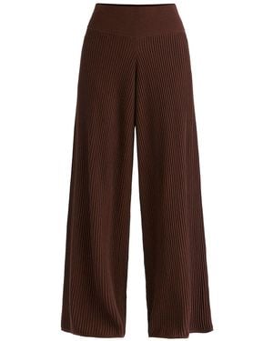 Paisie Ribbed Pants With Wide Waistband - Brown