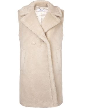 ISSY LONDON Neutrals Rita Faux Shearling Gilet Stone - White