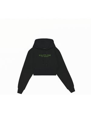 Kapture Travel Logo-Print Cropped Hoodie - Black
