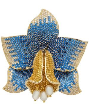 LÁTELITA London Daffodil With Pearls Cocktail Ring Sapphire Cz - Blue