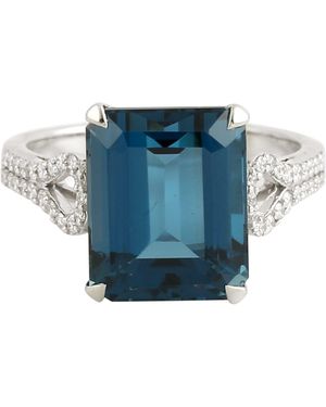 Artisan Emerald-Cut London Topaz & Diamond Ring - Blue