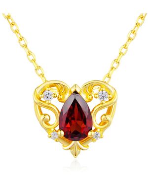 Azura Jewelry New York Rosy Heart Mozambique Garnet Necklace Vermeil - Metallic