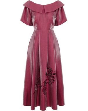 IZABELA MANDOIU Midnight Rose Off-Shoulder Dress - Purple