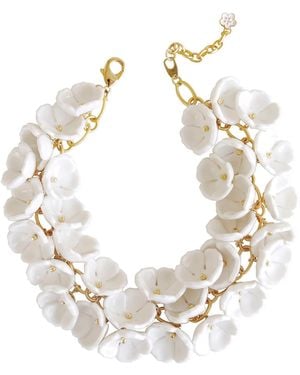POPORCELAIN Porcelain Plum Blossom Cluster Necklace - Metallic