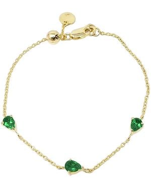 Harfi Emerald May Birthstone Minimalist Vermeil Bracelet - Metallic