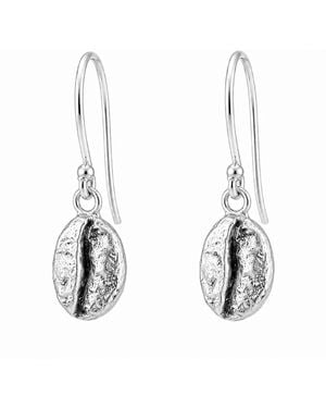 Mother Nature Jewelry Coffee Bean Earrings, Handmade Minimalist Dangles - Metallic
