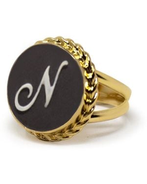 Vintouch Italy Vermeil Cameo Ring Initial N - Multicolour