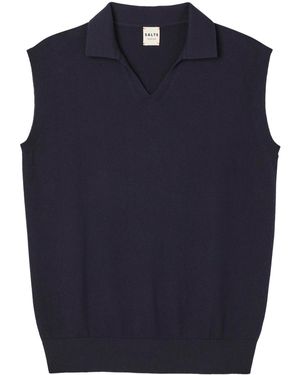 Salts Cashmere Polo Collar Tank - Blue