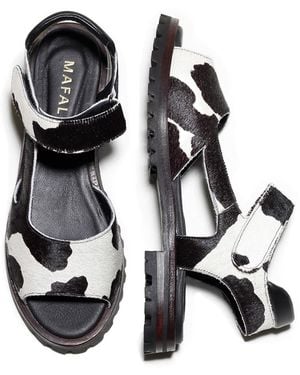 Mafalda Eduarda & Cow Print Sandals - Black