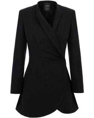 AVENUE No.29 Asymmetric Double Breasted Wool Blazer - Black